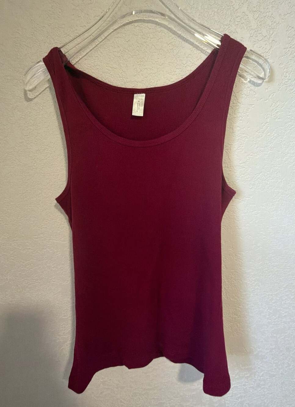 J.Crew Ribbed Tank Top Size XL Burgundy Red Cotton